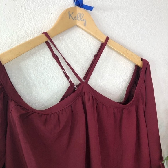 NWT Miss Match Burgundy Cold Shoulder Top - Picture 2 of 6